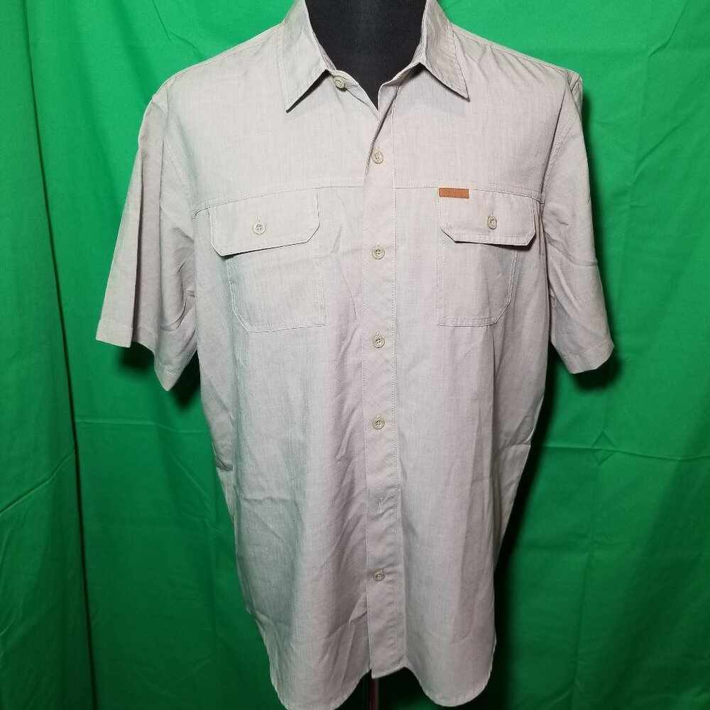 Orvis‎ Mens XL Tan Sand Short Sleeve Button Up Shirt Outdoor Classic Collection